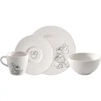 Villeroy & Boch Service de petit-déjeuner 4 pièces Manufacture Rock blanc Mickey Mouse