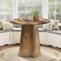 StarTech.com Table de salle à manger ronde - Table de cuisine pour 2 à 4 personnes - Ø 80 cm, hauteur 76 cm - Style rustique - MDF aspect bois - Piètement carré - Marron