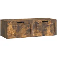 Syfax Meuble TV mural Chêne fumé 98 x 41 x 30 cm Bois d'ingénierie