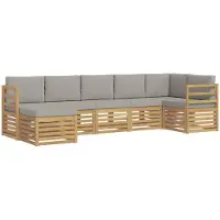 vidaXL Ensemble de canapés d'extérieur , 7 pièces, blanc et gris clair
