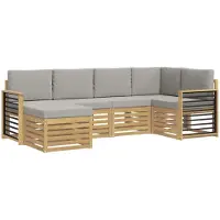 vidaXL Ensemble de canapés d'extérieur , 6 pièces, polyester blanc et gris clair