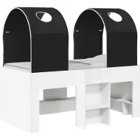 vidaXL Lit avec tunnel, 3 pièces, blanc et noir, en bois composite