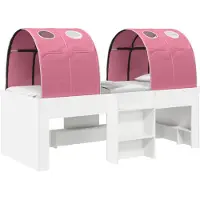 vidaXL Lit avec tunnel, 3 pièces, blanc et rose, en bois composite