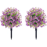 StarTech.com Buis artificiel - Arbre sphérique avec piquet - Lot de 2 - Extérieur - Plastique - Pour véranda et jardin - Blanc laiteux
