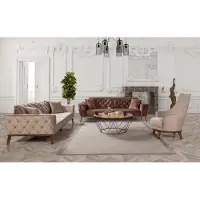 AEA Ensemble de canapés Canapé 3+3+1 siège Salon Marron Fauteuil Tissu Chesterfield Velours