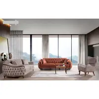 AEA Canapés Set Garniture complète Canapé Fauteuil Orange 3+3+1 siège Meubles