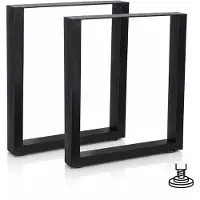 Mucola Piètement de table set de 2 patins de table acier Piètement de table pieds de table Piètement patins design industriel - Noir 60x72 cm