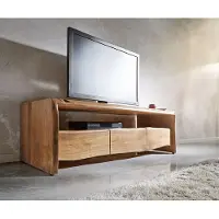 DELIFE Meuble-TV Live-Edge 145 cm acacia nature compartiment 3 tiroirs