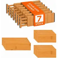 Relaxdays Lot 22 séparateurs tiroirs, Organisateurs de cuisine, Noir, Marron