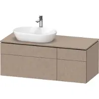 Duravit L-Cube Meuble sous-lavabo en console suspendu, avec plan de toilette en console, 4 tiroirs, vasque à gauche, 1220x482x550mm, LC4876075750000