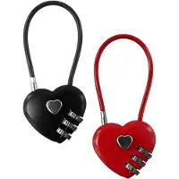OEM Cadenas à combinaison pour bagages - 2 cadenas à combinaison en forme de cœur - Émerillon en acier - Étanche pour sacs à dos - Accessoires de voyage - Cadenas de sécurité