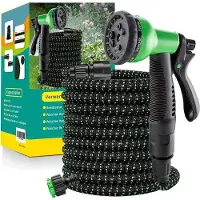 Merkloos Tuyau d'arrosage flexible avec 8 fonctions, disponible en 15 m ou 22,5 m, avec adaptateur pour douchette, en plastique
