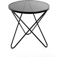 OEM Lampe de table ronde en métal noir avec plateau en verre