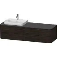 Duravit Happy D.2 Plus Meuble sous-vasque sur console suspendu, 1600x550 mm, 4 tiroirs, pour lavabo pour meuble position à gauche, HP4963L6969