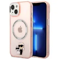 Karl Lagerfeld Coque iconique Karl&Choupette MagSafe rose pour iPhone 14 Plus