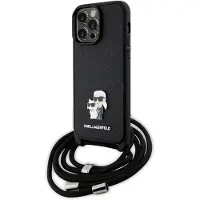 Karl Lagerfeld Étui bandoulière noir Saffiano pour iPhone 14 Pro Max