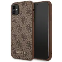 GUESS Guhcn61G4Gfbr Iphone 11 / Xr 6,1Brzowy/Brown Hard Case 4G Metal Gold Logo