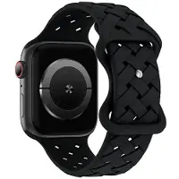 Beline pasek Apple Watch Silicone Woven 42/44/45/49mm czarny /black box (Silicone), Sangles de montre, Noir