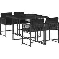 vidaXL Ensemble de jardin 5 pièces avec coussins Noir Poly Rattan