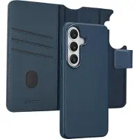 Accezz Étui de télephone portefeuille en cuir 2-en-1 avec MagSafe pour Samsung Galaxy S26 - Nightfall Blue