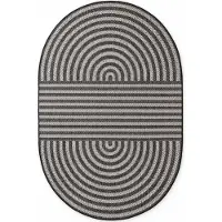 Hanse Home Tapis plat en fibres synthétiques Ted Baker, forme ovale Woodfield, résistant à l'humidité, facile d'entretien, couleur noire - 160x230 cm, forme ovale