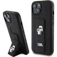 Karl Lagerfeld Étui pour iPhone 15 Plus Gripstand Saffiano Noir