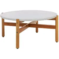 Ebuy24 Terracina table basse Ø85cm naturel, blanche.