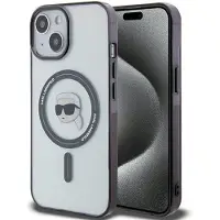 Karl Lagerfeld KLHMP15SHKHNOTK Étui rigide transparent pour iPhone 15 6.1" IML Karl's Head MagSafe (Apple iPhone 13, Apple iPhone 14, Apple iPhone 15), Coque pour téléphone portable, Transparent