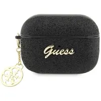 GUESS Guap2Glgshk Airpods Pro 2 (2022/2023) Cover Czarny/Black Glitter Flake 4G Charm