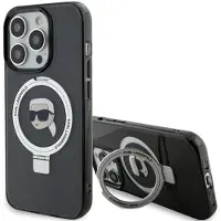 Karl Lagerfeld Étui MagSafe avec anneau de support pour iPhone 15 Pro Max, noir