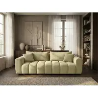 Sofiland COSMO LUXURY Canapé Droit Convertible 240cm Tissu Texturé jaune moutarde