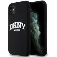 DKNY DKHMN61SNYACH iPhone 11 / Xr 6.1" czarny/black hardcase Silicone liquide Blanc Imprimé Logo MagS (Apple iPhone 11, Apple iPhone XR), Coque pour téléphone portable, Noir, Blanc