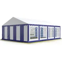 TOOLPORT 5x8 m Tente de réception / Barnum bleu-blanc toile de haute qualité PVC 700 N