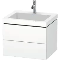 Duravit L-Cube c-bonded Ensemble suspendu, 2 tiroirs, sans trop-plein, 1 trou pour robinet, 600x500x480mm, LC6926O8484