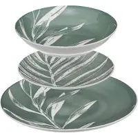 Secret De Gourmet Set de vaisselle en porcelaine pour 6 personnes, motif de feuilles, 18 pièces