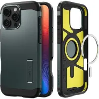 Spigen Tough Armor MagSafe case with stand pour iPhone 16 Pro - vert