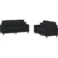 vidaXL Ensemble de canapés 2 pièces avec coussins Noir velours