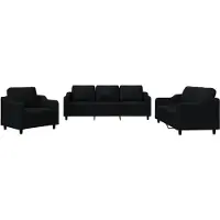 vidaXL Ensemble de canapés 3 pièces avec coussins Tissu noir