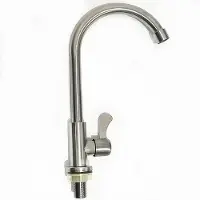 OEM Robinet de cuisine rond, vertical, simple, pour eau froide, en acier inoxydable avec cartouche en laiton