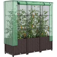 vidaXL Lit surélevé avec serre aspect rotin 80x40x138 cm