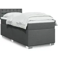 vidaXL Lit boxspring avec matelas gris foncé 160x200 cm Tissu