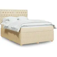 vidaXL Lit boxspring avec matelas Crème 120x190 cm Tissu