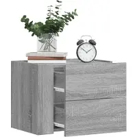 vidaXL Table de chevet murale chêne fumé 45x30x35 cm