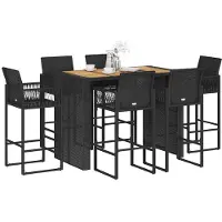vidaXL Ensemble bar de jardin 5 pièces sans coussins Gris Poly rotin Acacia