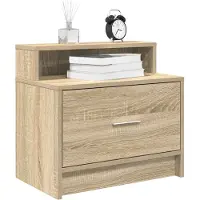 vidaXL Tables de chevet avec tiroir 2 pcs chêne fumé 51x31x47 cm