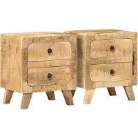 vidaXL Table de chevet 2 pcs 40x32x46 cm bois massif de manguier brut
