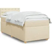vidaXL Lit boxspring avec matelas Crème 140x200 cm Tissu