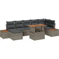 vidaXL Salon de jardin avec coussins 8 pcs Gris et brun