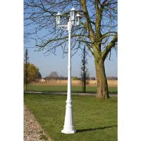 vidaXL Lanterne de jardin 3 flammes 215 cm blanc aluminium