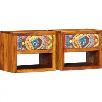 vidaXL Cabinet de chevet avec tiroir 2 pcs Marron 40 x 35 x 35 cm